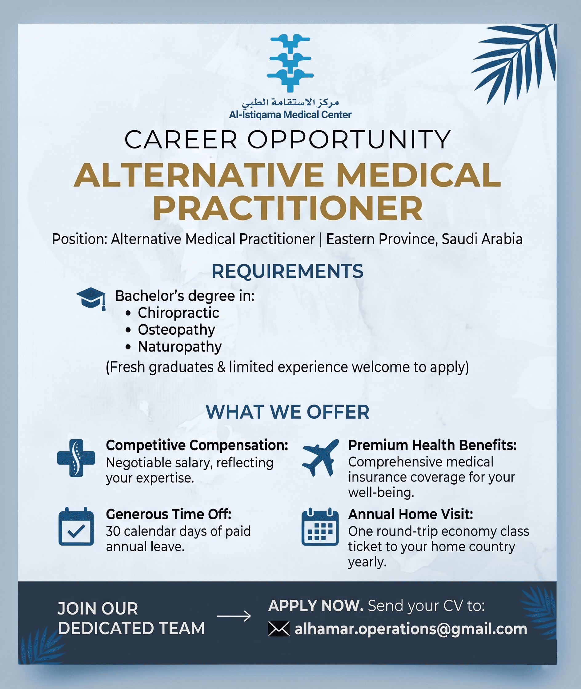 Osteopathic Practitionar in East Saudi Arabia