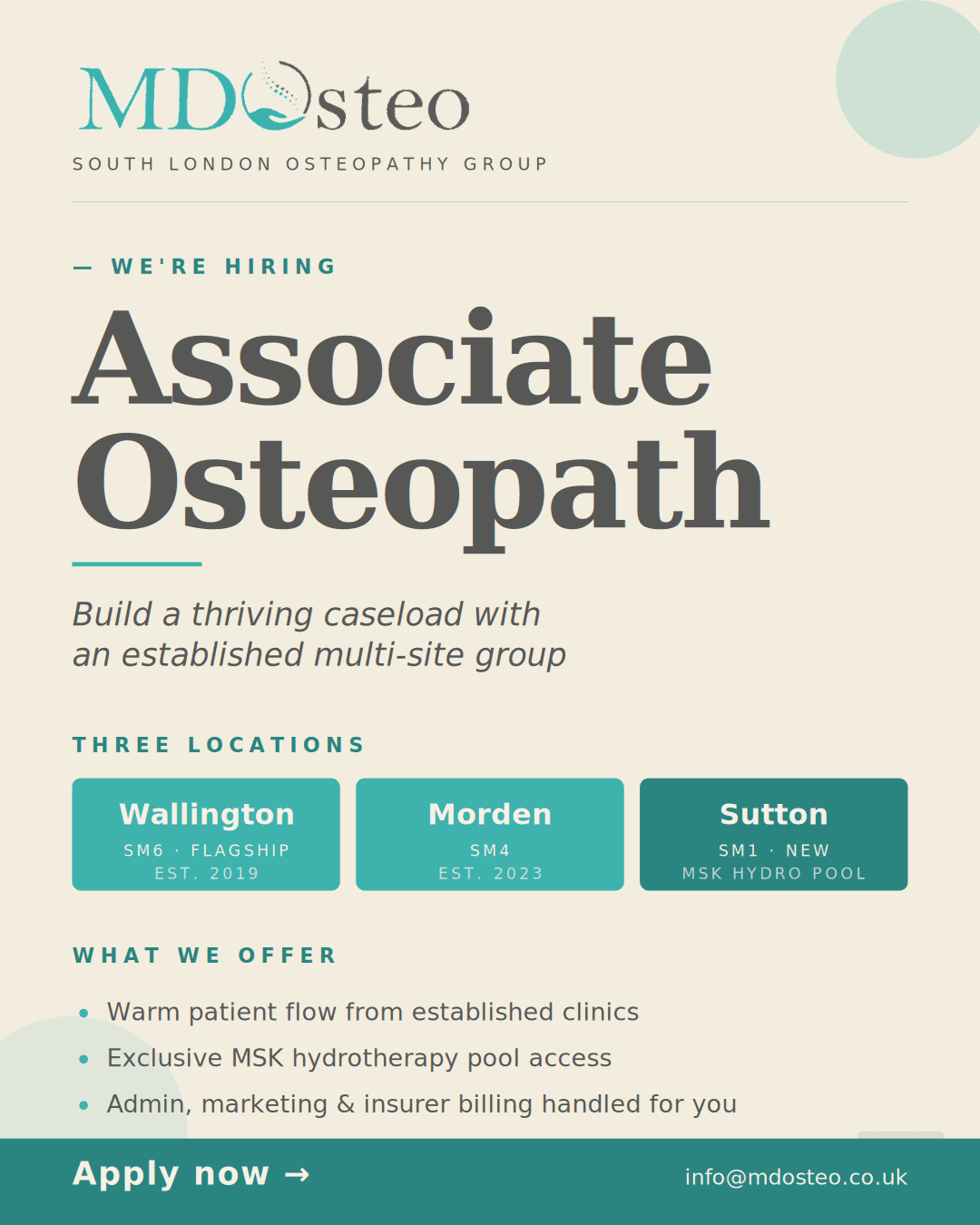 Associate Osteopath- Wallington